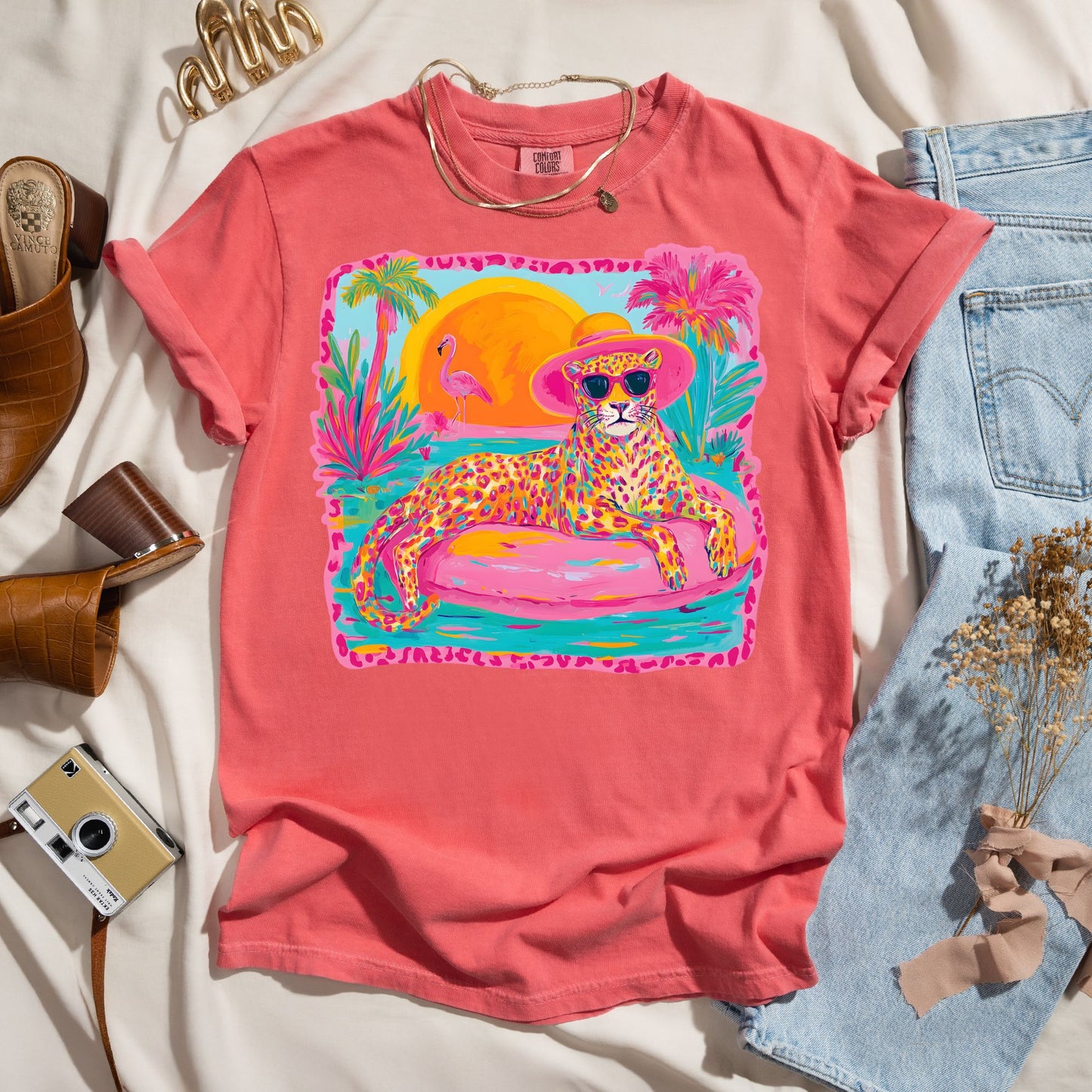 Bright Preppy Retro Leopard Tee