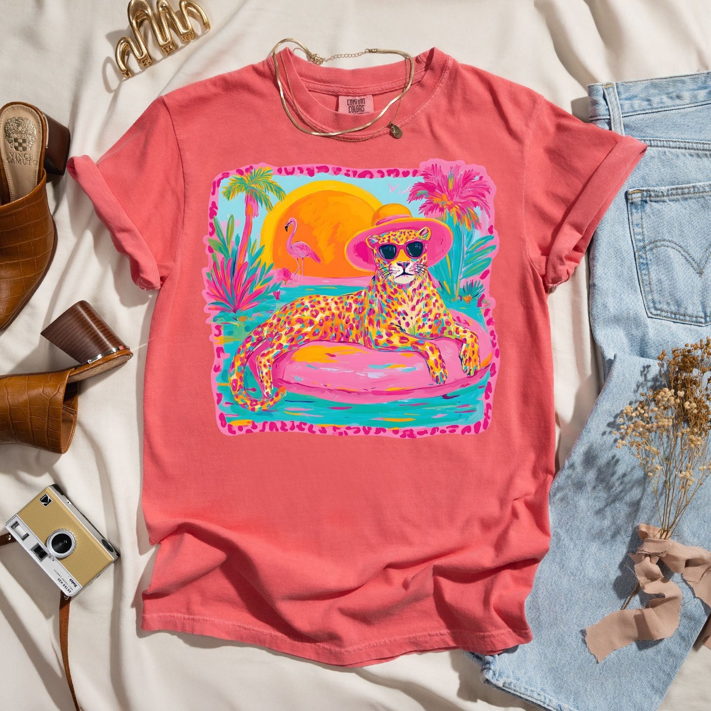 Bright Preppy Retro Leopard Tee