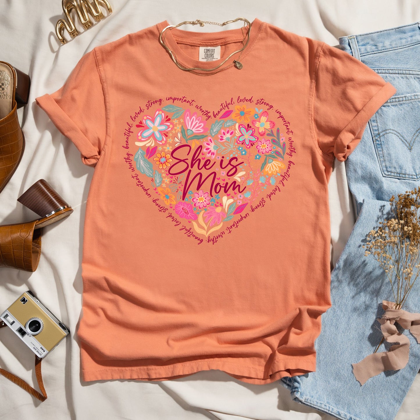 She is Mom - Appreciation Word Art Tee