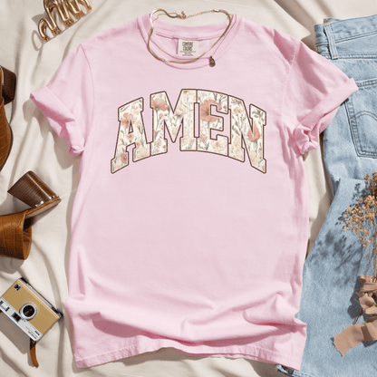 Amen Soft Floral Varsity Tee