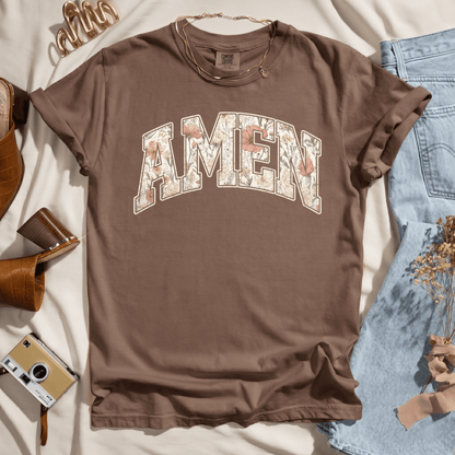 Amen Soft Floral Varsity Tee