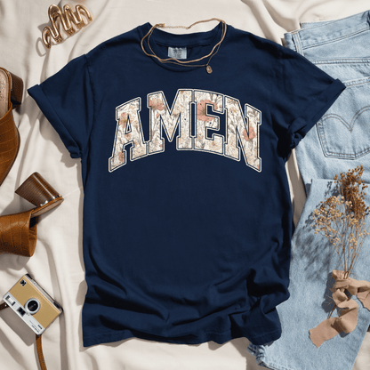 Amen Soft Floral Varsity Tee