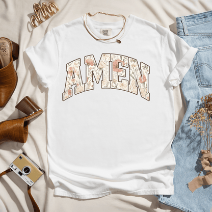 Amen Soft Floral Varsity Tee