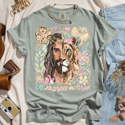Lion of Judah Jesus Floral Tee