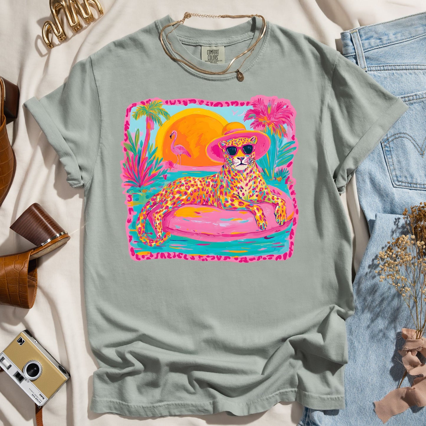 Bright Preppy Retro Leopard Tee