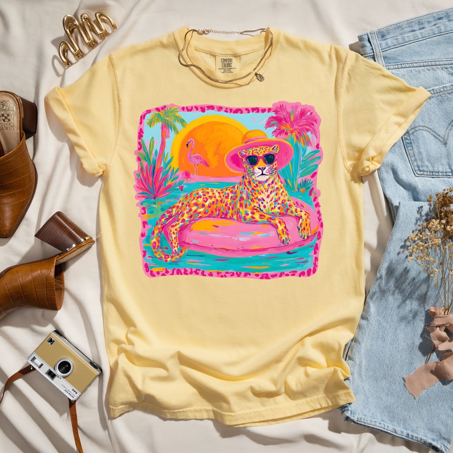 Bright Preppy Retro Leopard Tee