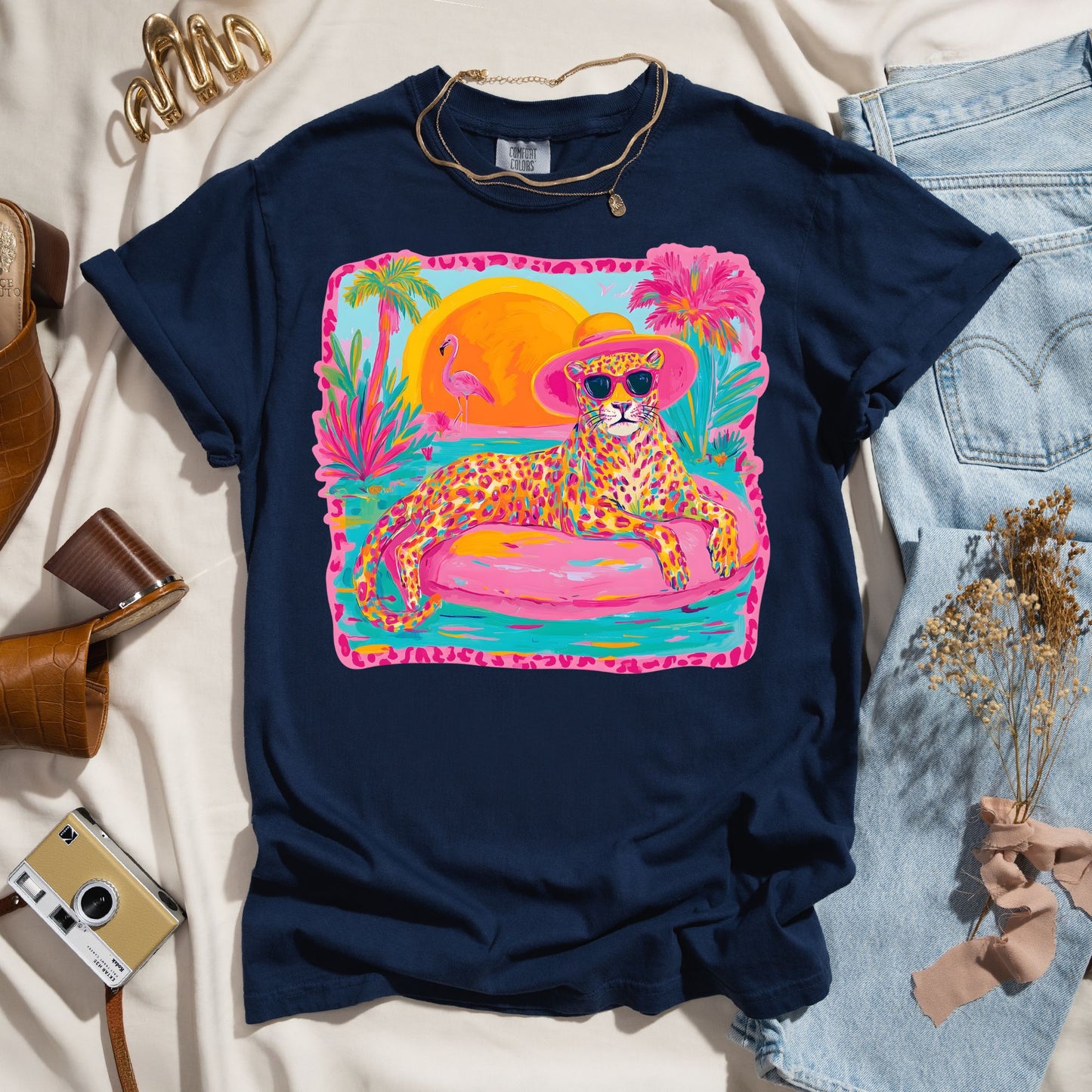 Bright Preppy Retro Leopard Tee