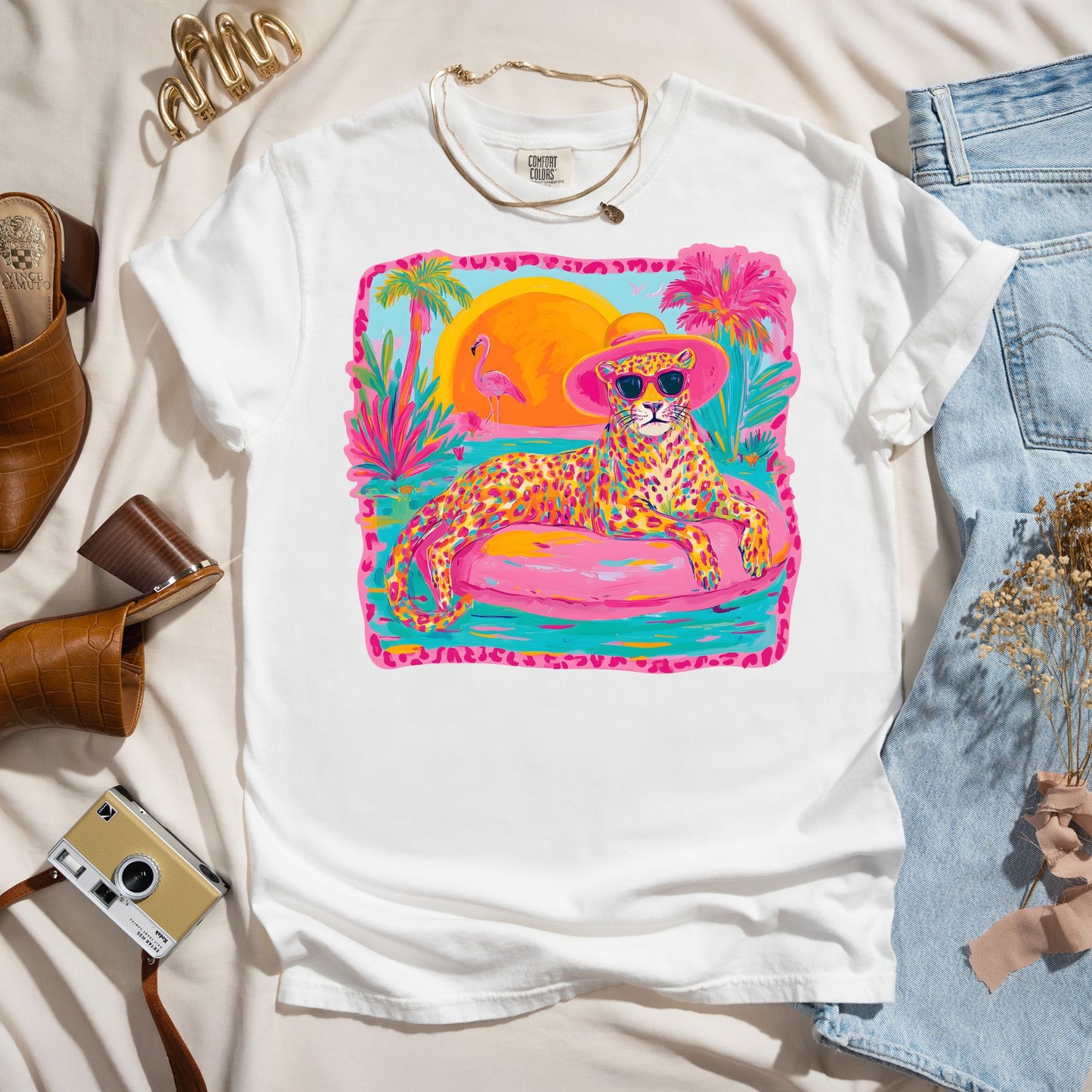 Bright Preppy Retro Leopard Tee