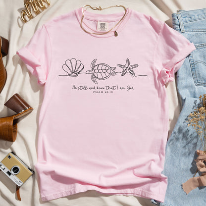Be Still - Ocean Line Art Christian Tee
