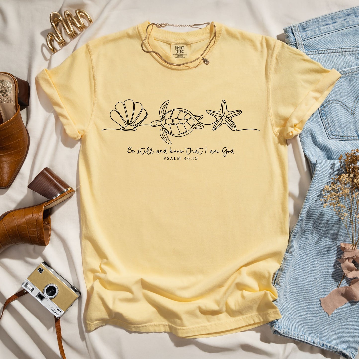 Be Still - Ocean Line Art Christian Tee