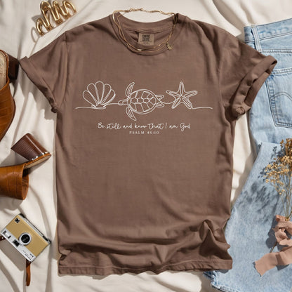 Be Still - Ocean Line Art Christian Tee