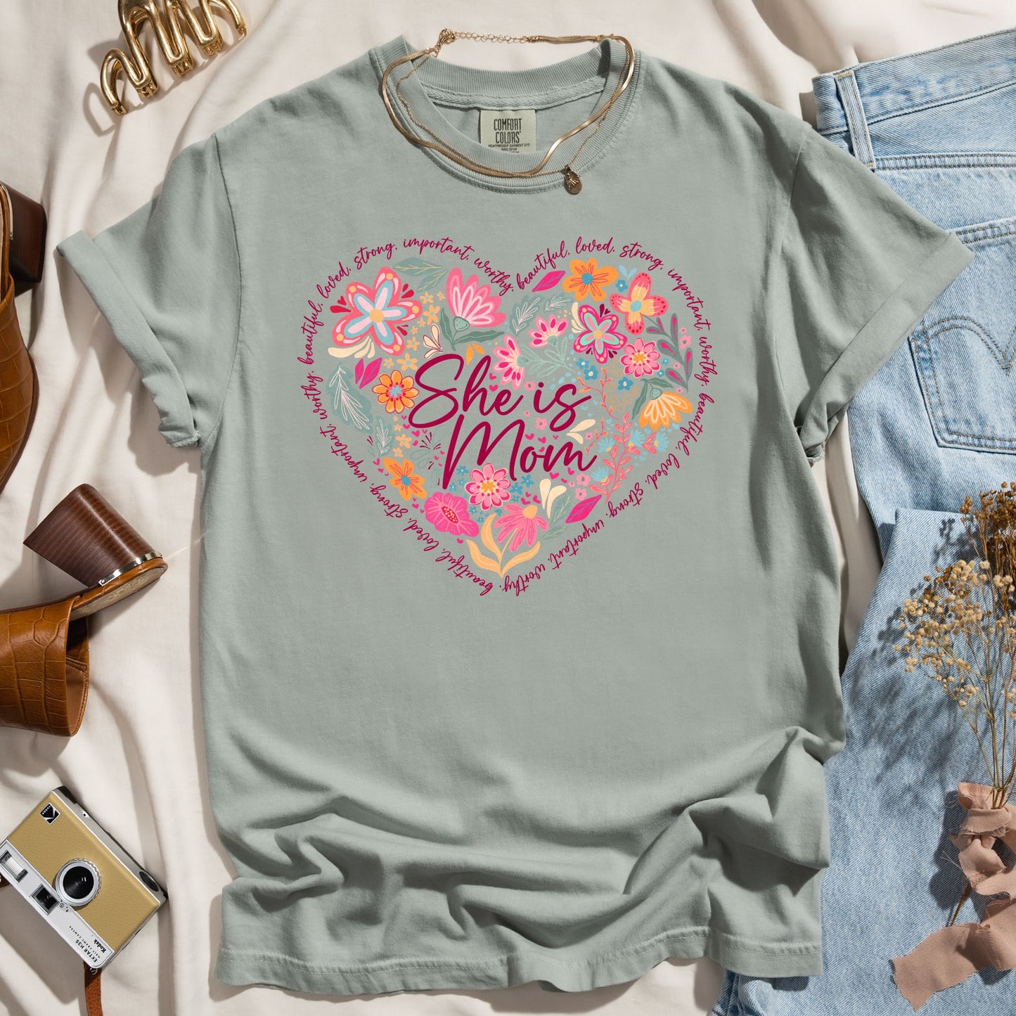She is Mom - Appreciation Word Art Tee