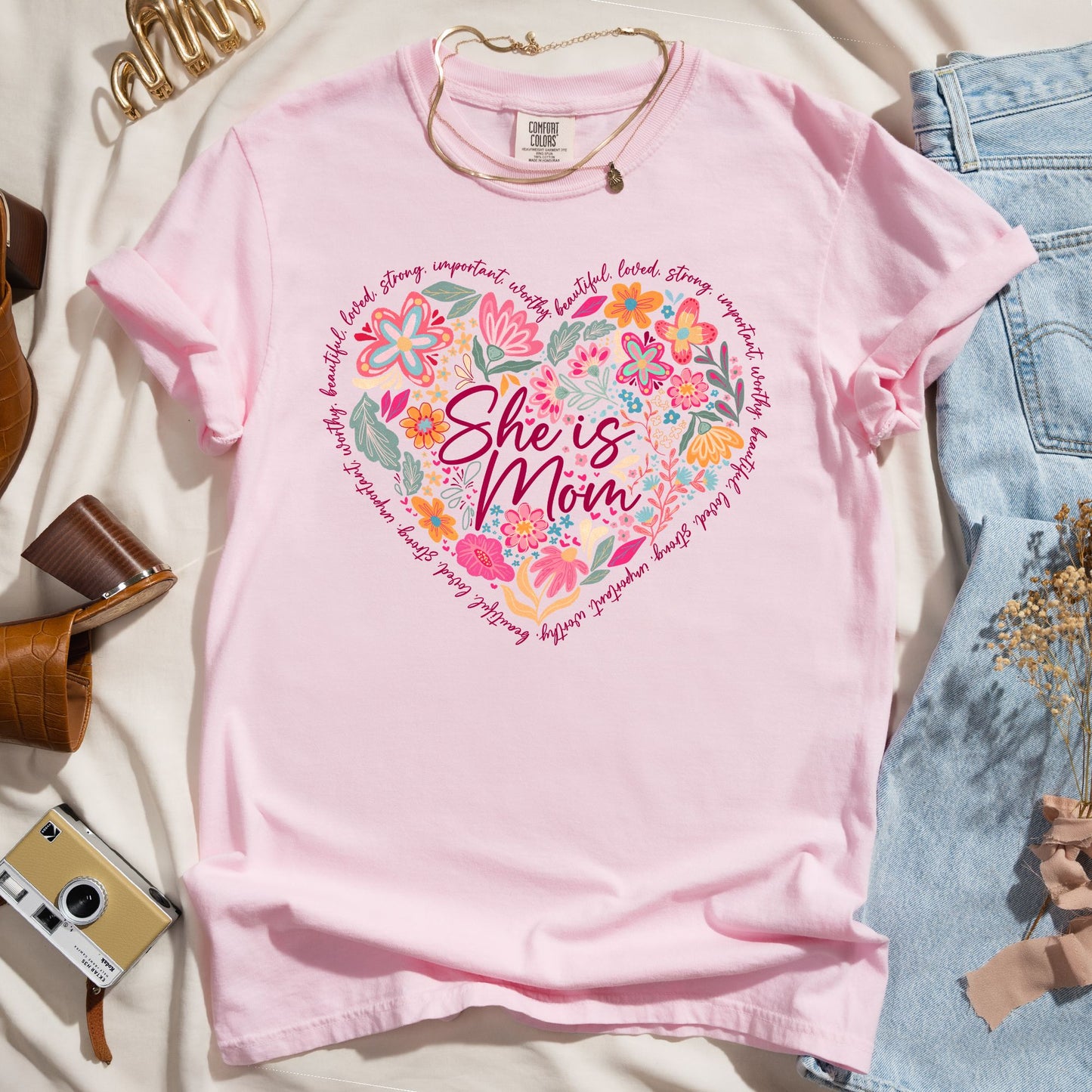 She is Mom - Appreciation Word Art Tee