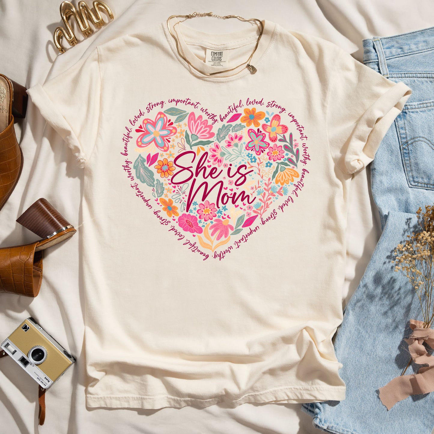 She is Mom - Appreciation Word Art Tee