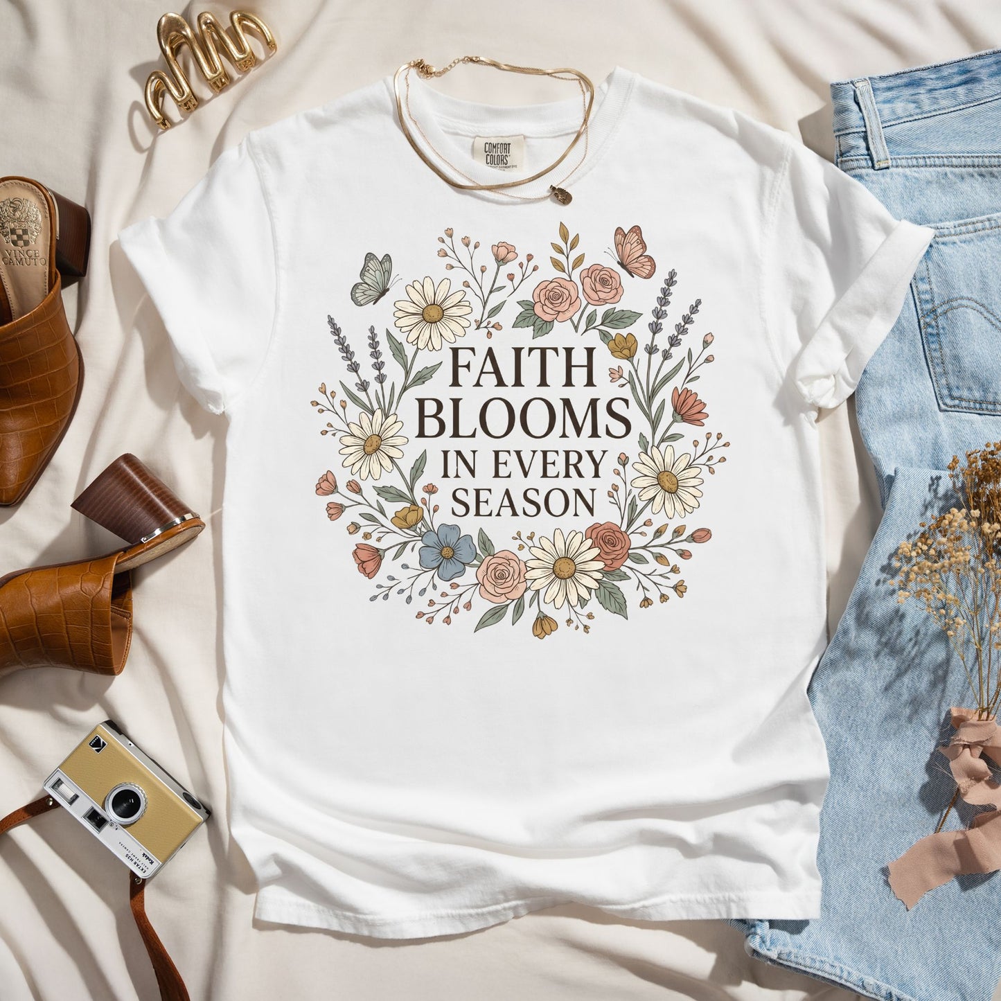 Faith Blooms In Every Season - Christian Tee