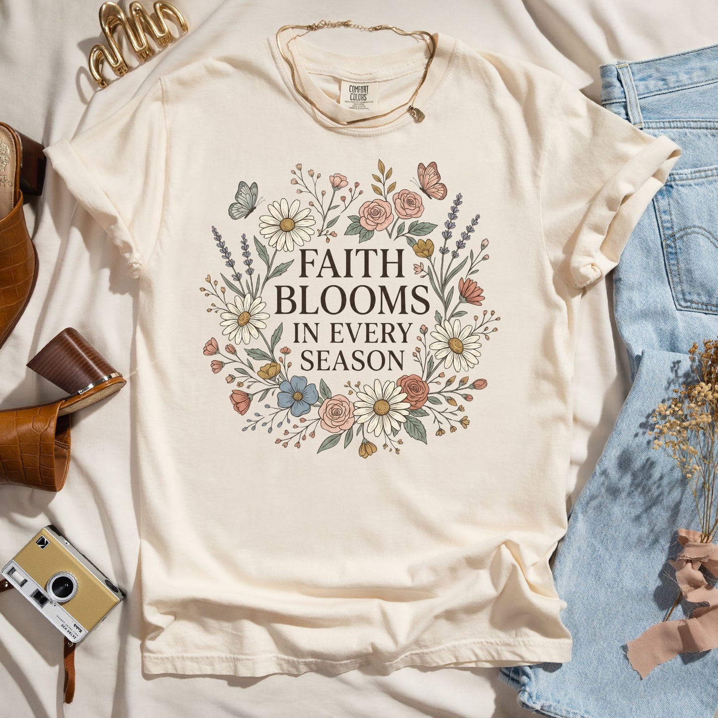 Faith Blooms In Every Season - Christian Tee